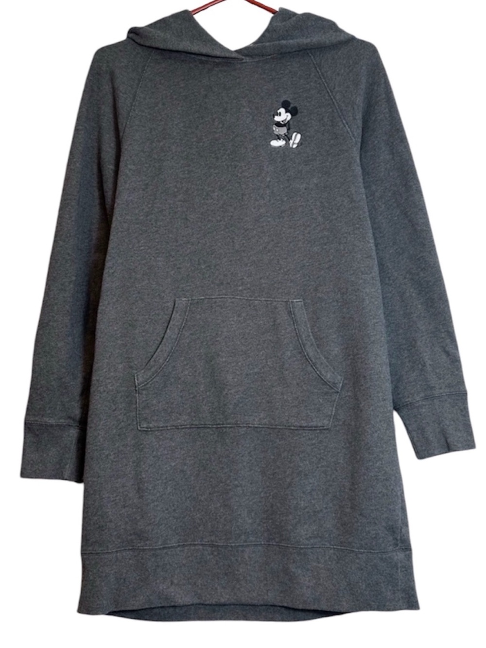Uniqlo Disney Embroidered Mickey Grey Long Pullover Hoodie